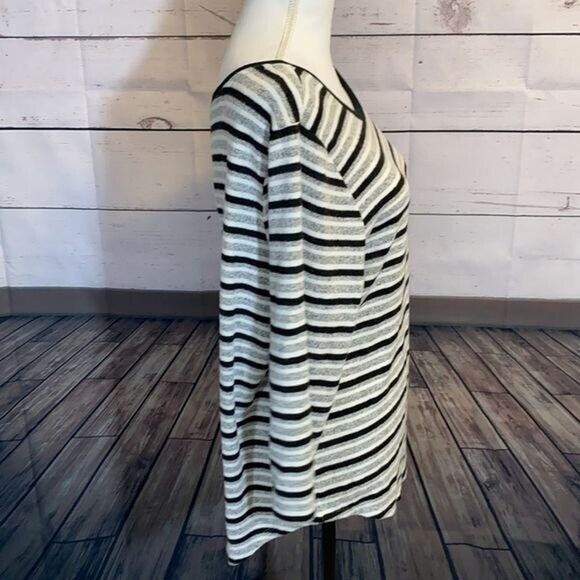 Liverpool Sweater Womens XL Gray Black Striped Brushed Knit Soft Cozy Stretch - Picture 6 of 13